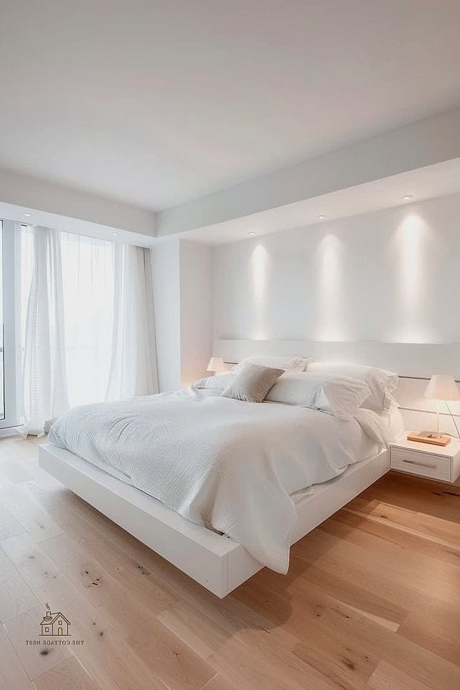 25 Gorgeous Bed Inside Closet Ideas That Are Totally Doable 2 Minimalist White Alcove with Hidden Lighting