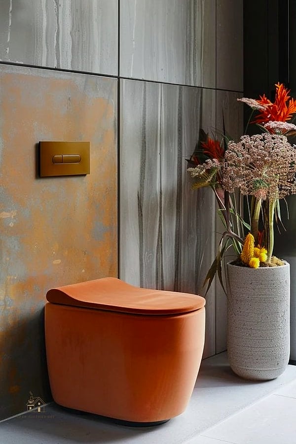35 Chic Back Of Toilet Decor Ideas for a Beautiful Home 34 Mixed-Material Shelf Unit