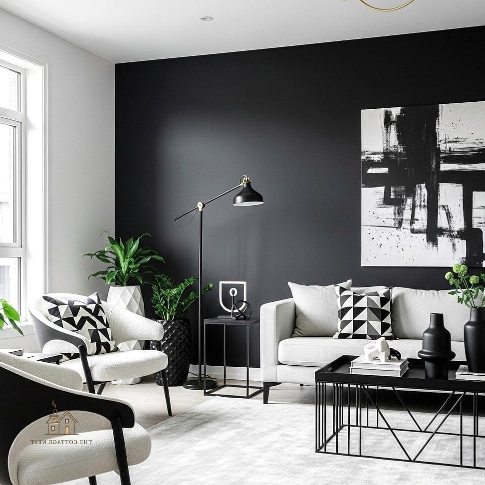 15 Chic Black And White Bedroom Ideas for a Beautiful Home 4 Monochrome Accent Wall