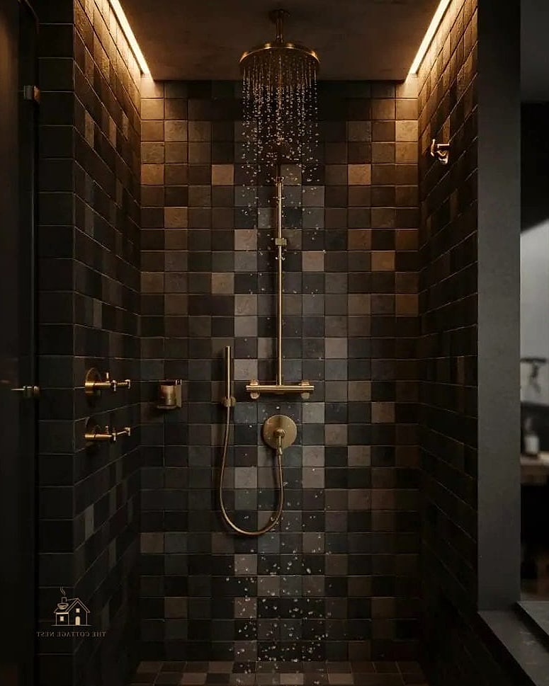 30 Cozy Shower Tile Ideas Worth Pinning 6 Moody Charcoal Large-Format Tile