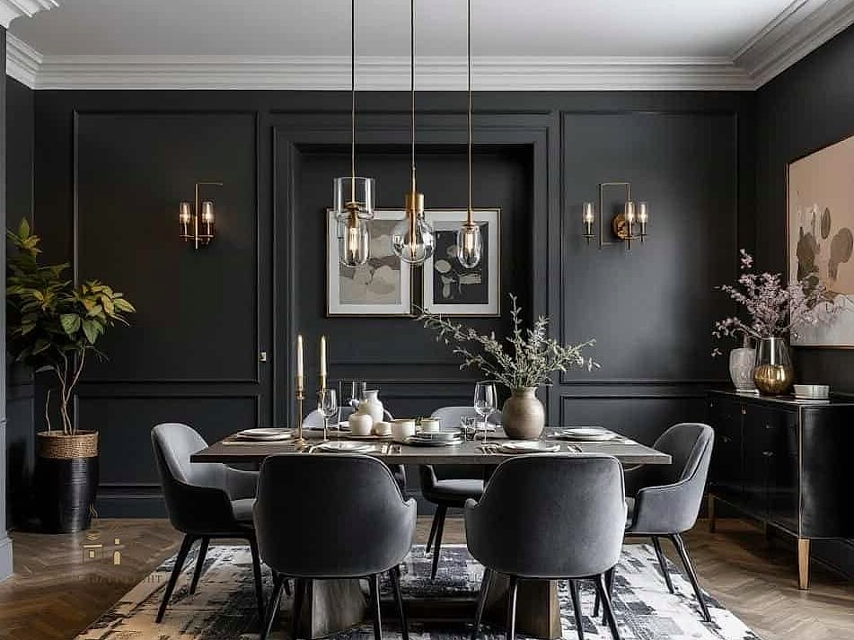 25 Stunning Color Drenching Bedroom You'll Absolutely Love 3 Moody Charcoal Retreat