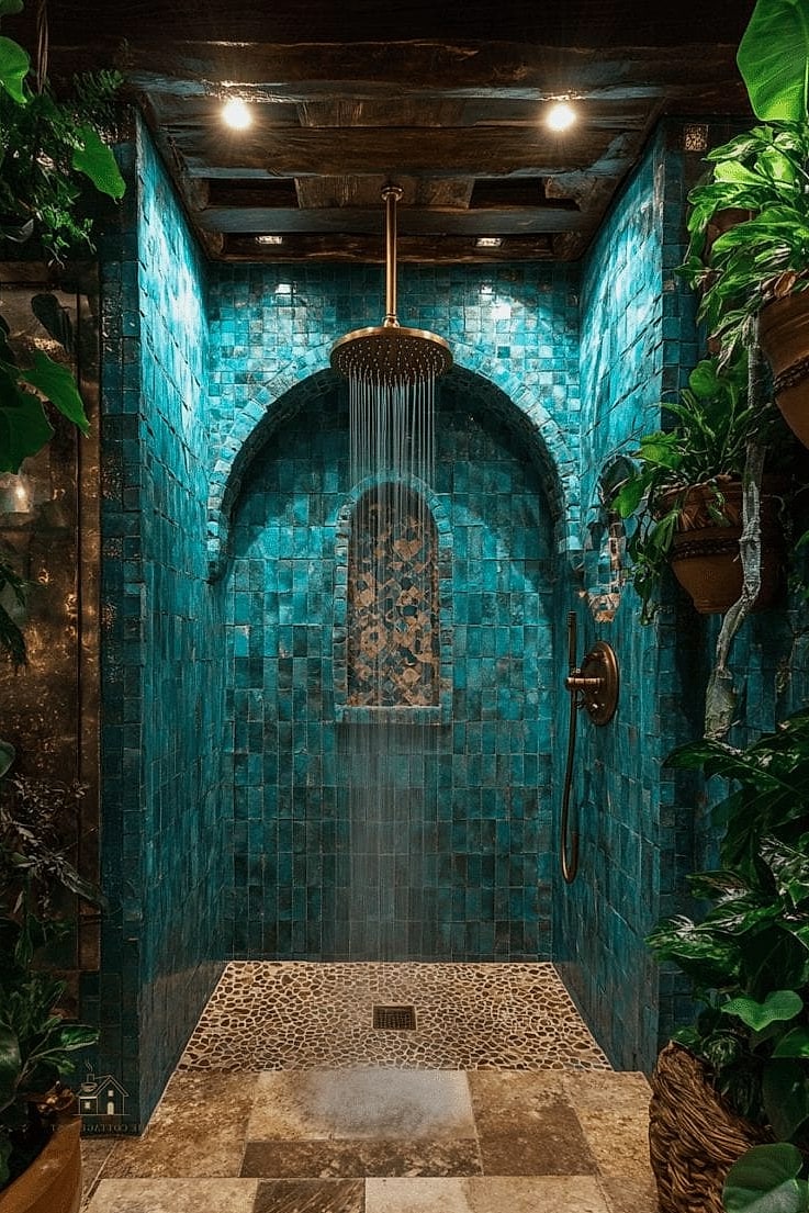 23 Stunning Boho Shower Curtain You'll Absolutely Love 11 Moroccan-Inspired Trellis Print