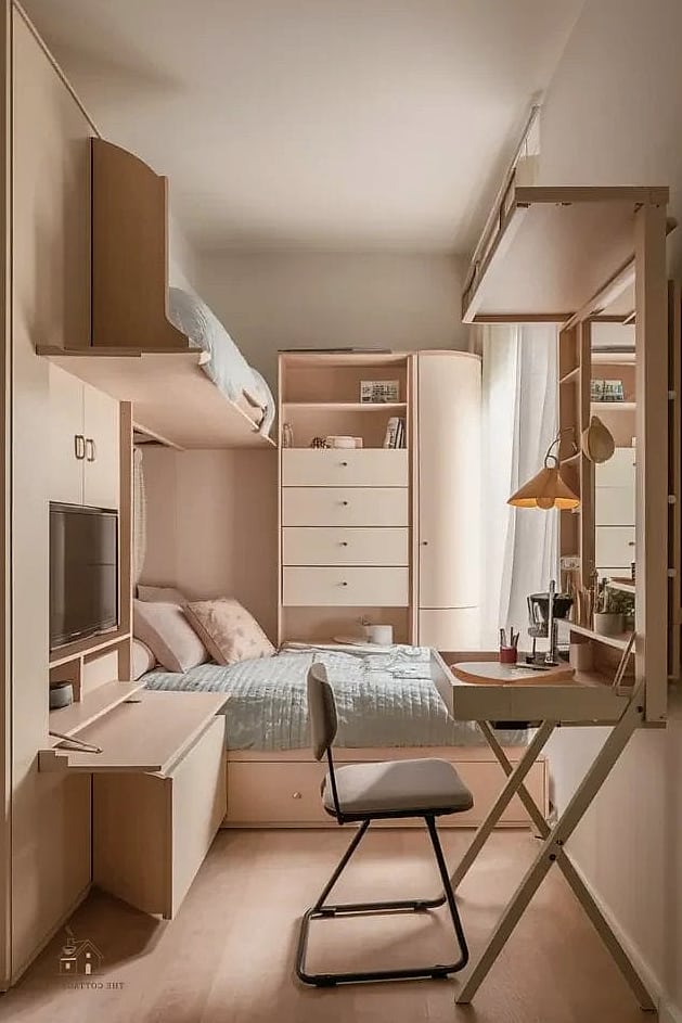 24 Clever Small Bedroom Storage Ideas for Every Style 25 A Multi-Functional Bedside Shelf Ladder