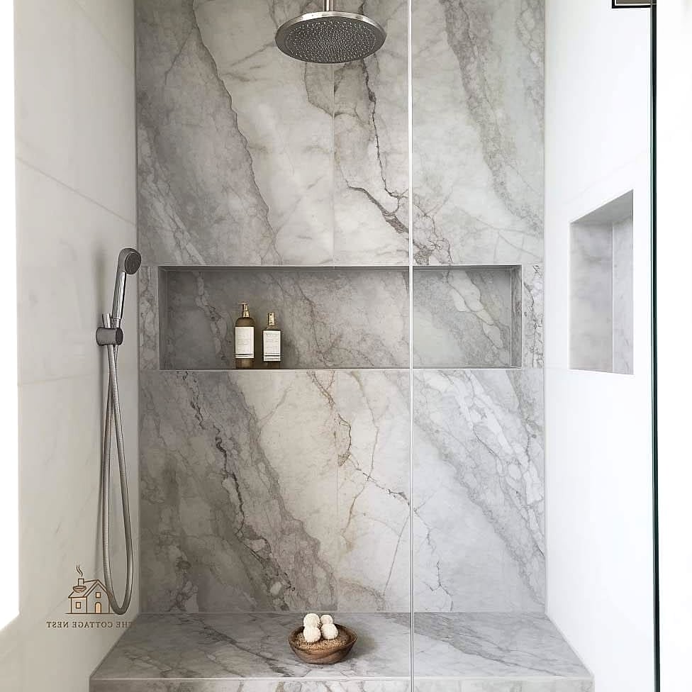 27 Dreamy Shower Niche Ideas to Try This Season 25 Multi-Shelf Family Niche
