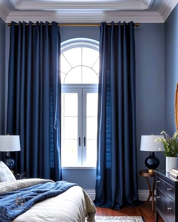 Navy Blue Curtains for Depth