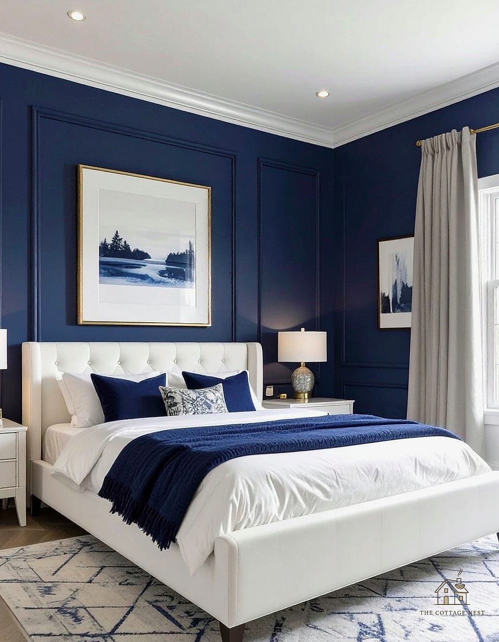 35 Gorgeous Blue Bedroom Ideas That Are Totally Doable 17 Navy and White Gingham Bedding