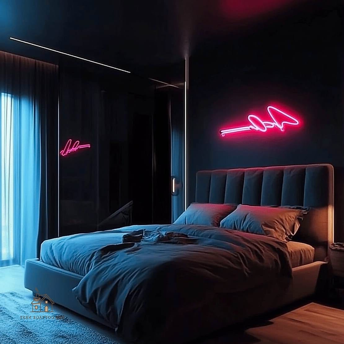 23 Creative Bedroom Wall Decor Above Bed That Will Inspire You 13 Neon or LED Word Sign