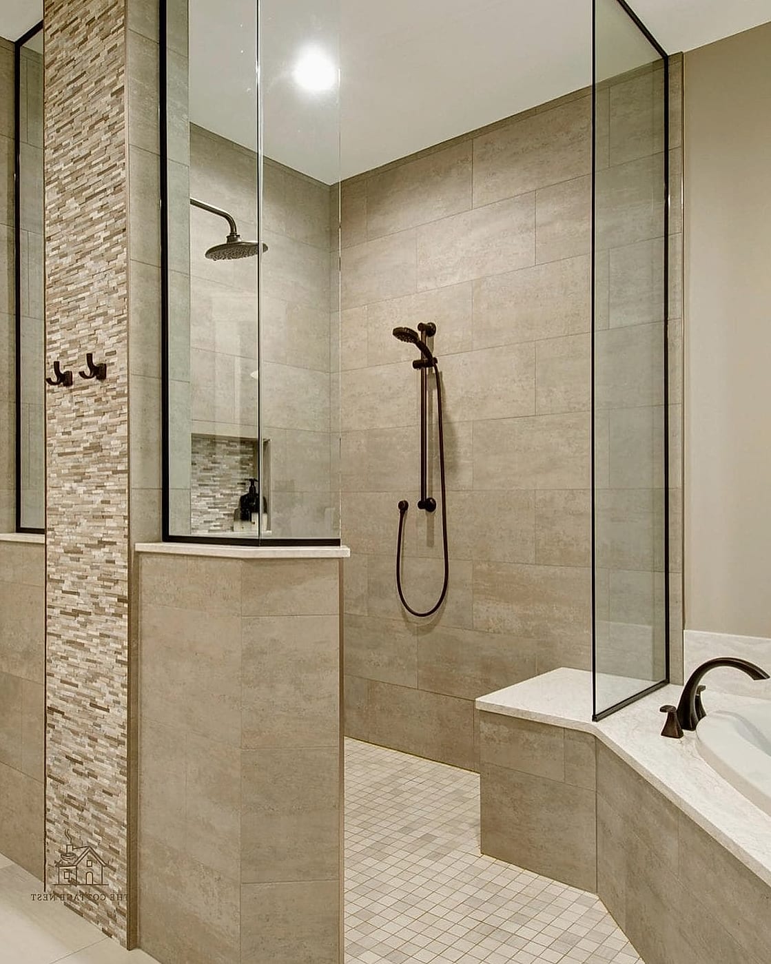 25 Brilliant Zero Entry Shower Ideas to Copy Right Now 14 Neutral Color Palette with Warm Wood Accents