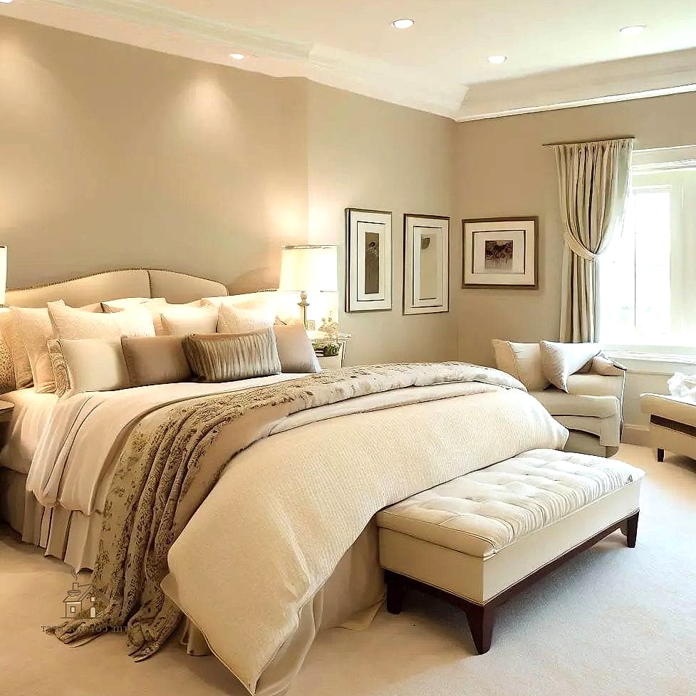 25 Chic Cream And White Bedroom for a Beautiful Home 10 Neutral Gallery Wall Above the Bed