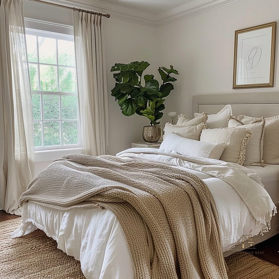 24 Dreamy Country Bedroom Ideas to Try This Season 14 Neutral Linen Bedding