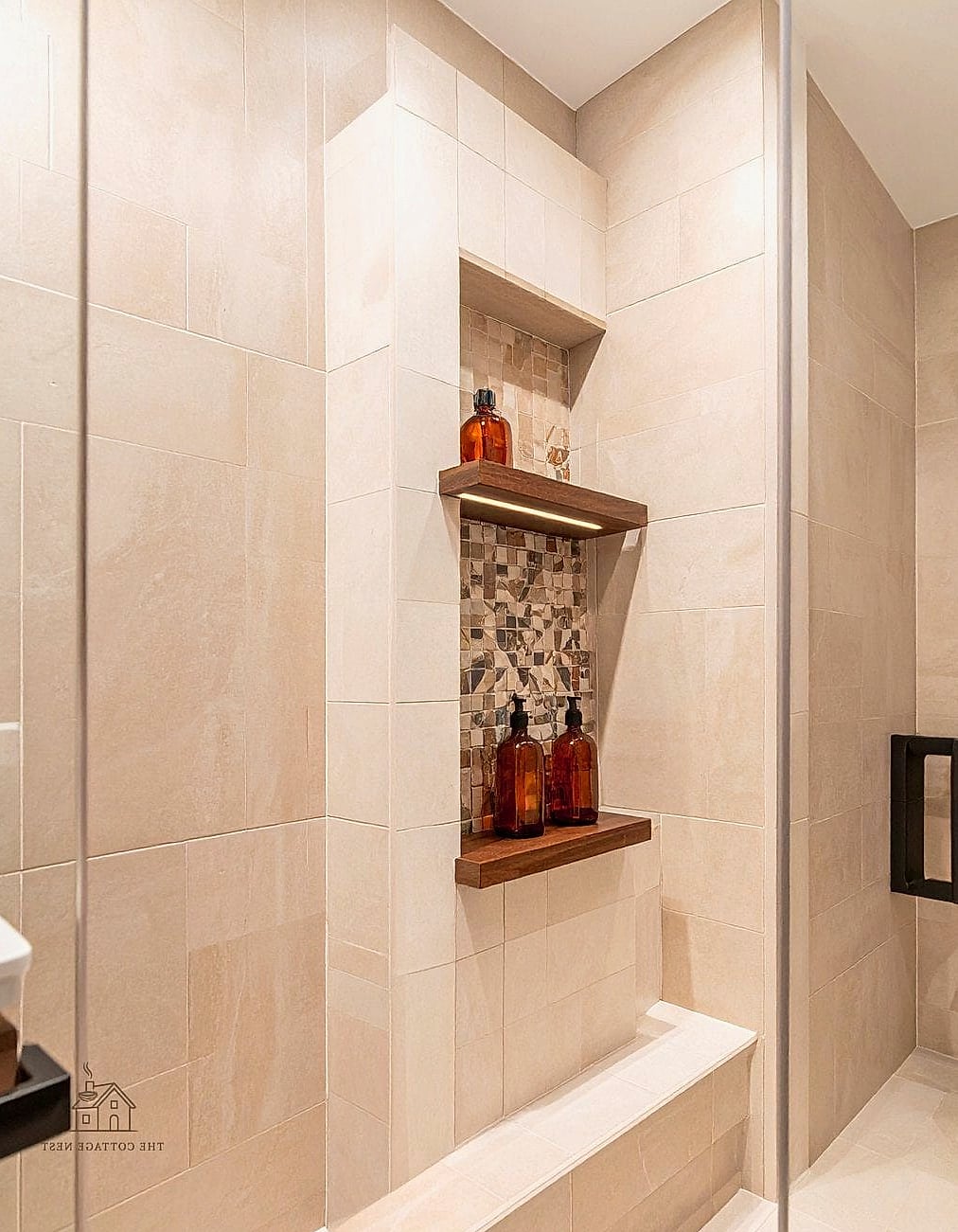 40 Cozy Walk In Shower With Wall No Door Worth Pinning 13 Niche Shelving Built into the Privacy Wall