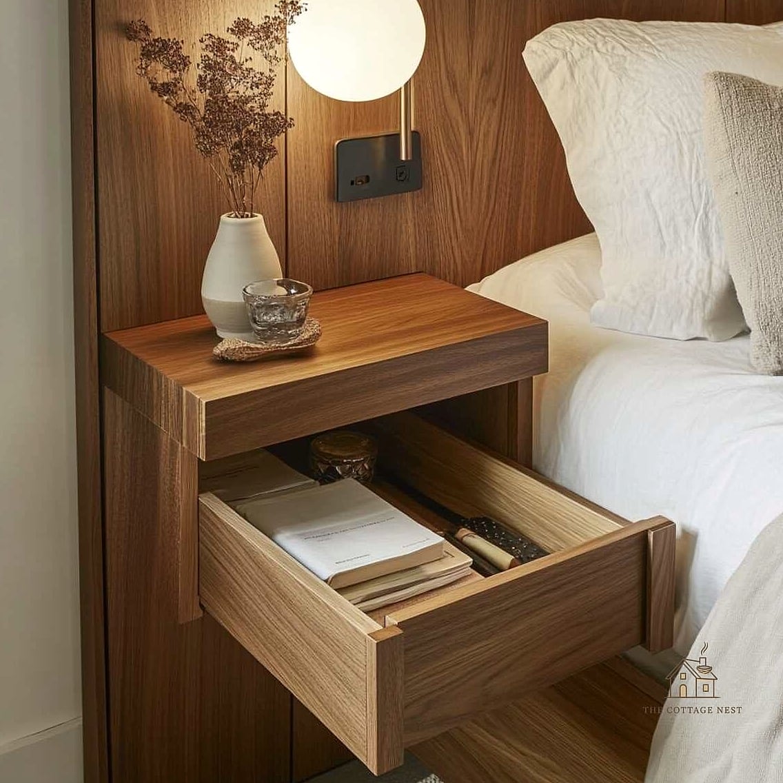 35 Chic Bedroom Storage Ideas for a Beautiful Home 25 Nightstand with a Pull-Out Tray