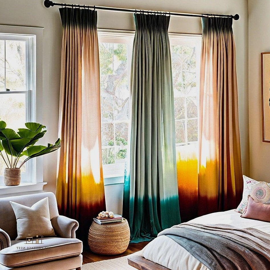 40 Clever Bedroom Curtain Ideas for Every Style 17 Ombre Dip-Dye Curtains