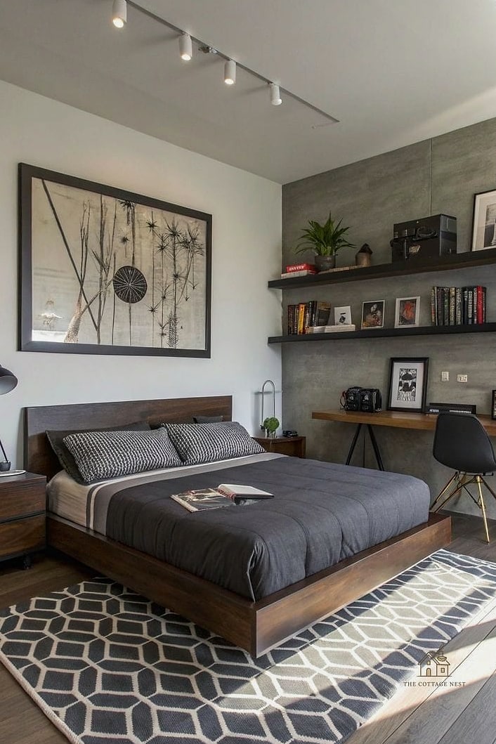 Open-Concept Bedroom with Room Divider