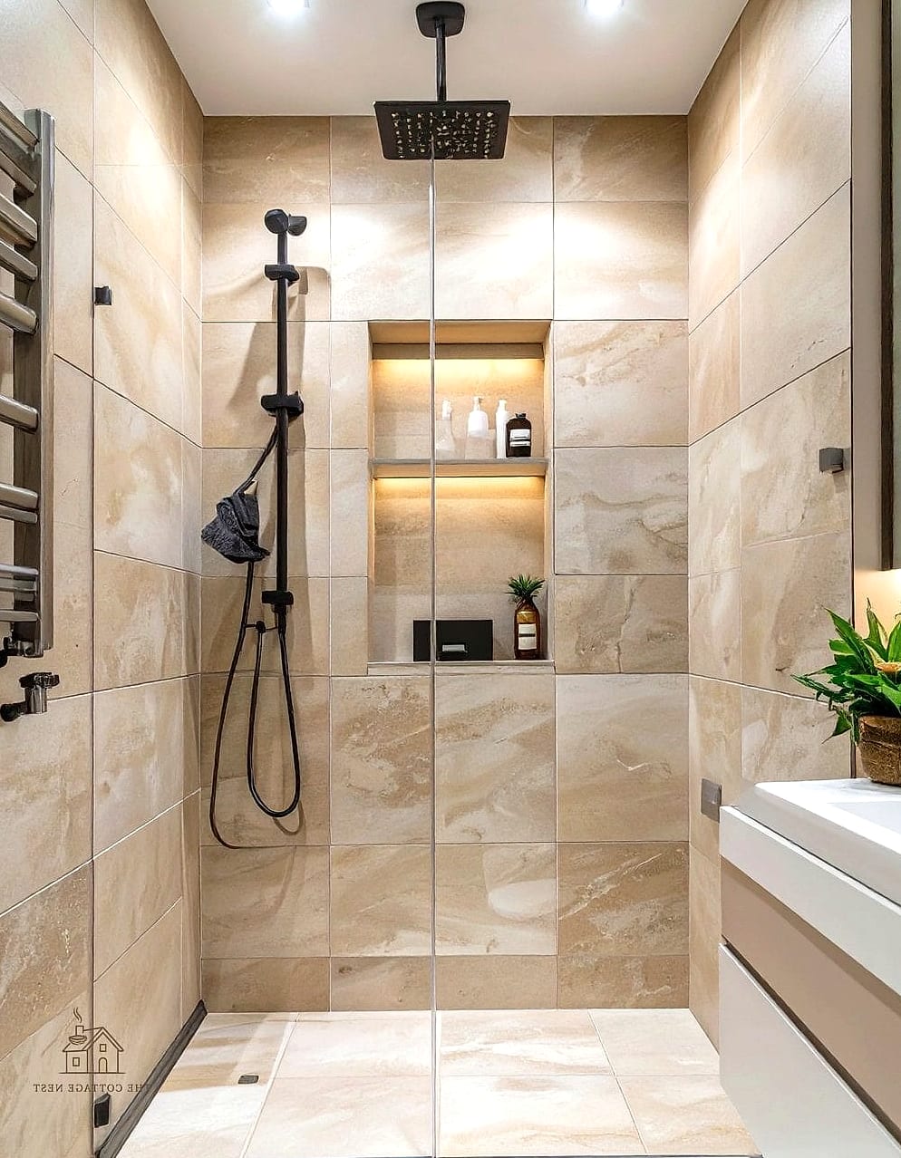 30 Amazing Small Walk In Shower Ideas No Doors on a Budget 17 Open Shelf Instead of a Cabinet
