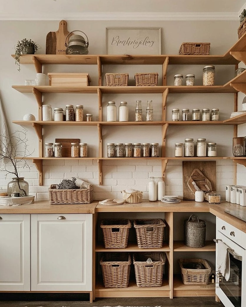 25 Creative Modern Farmhouse Bedroom Ideas That Will Inspire You 21 Open Shelving for Display