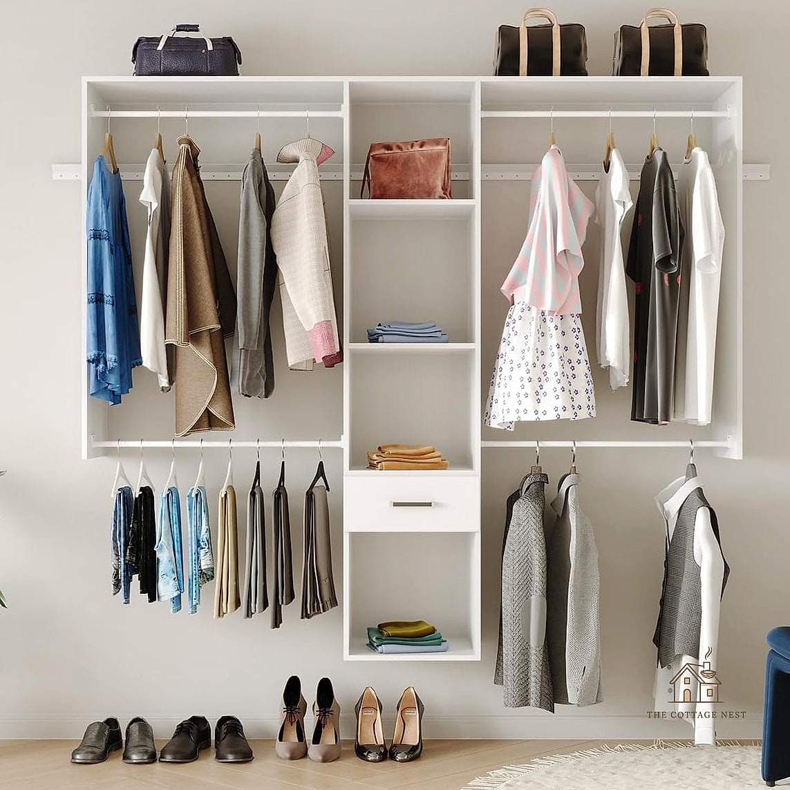 Open Wardrobe Rack With Curtain Backdrop