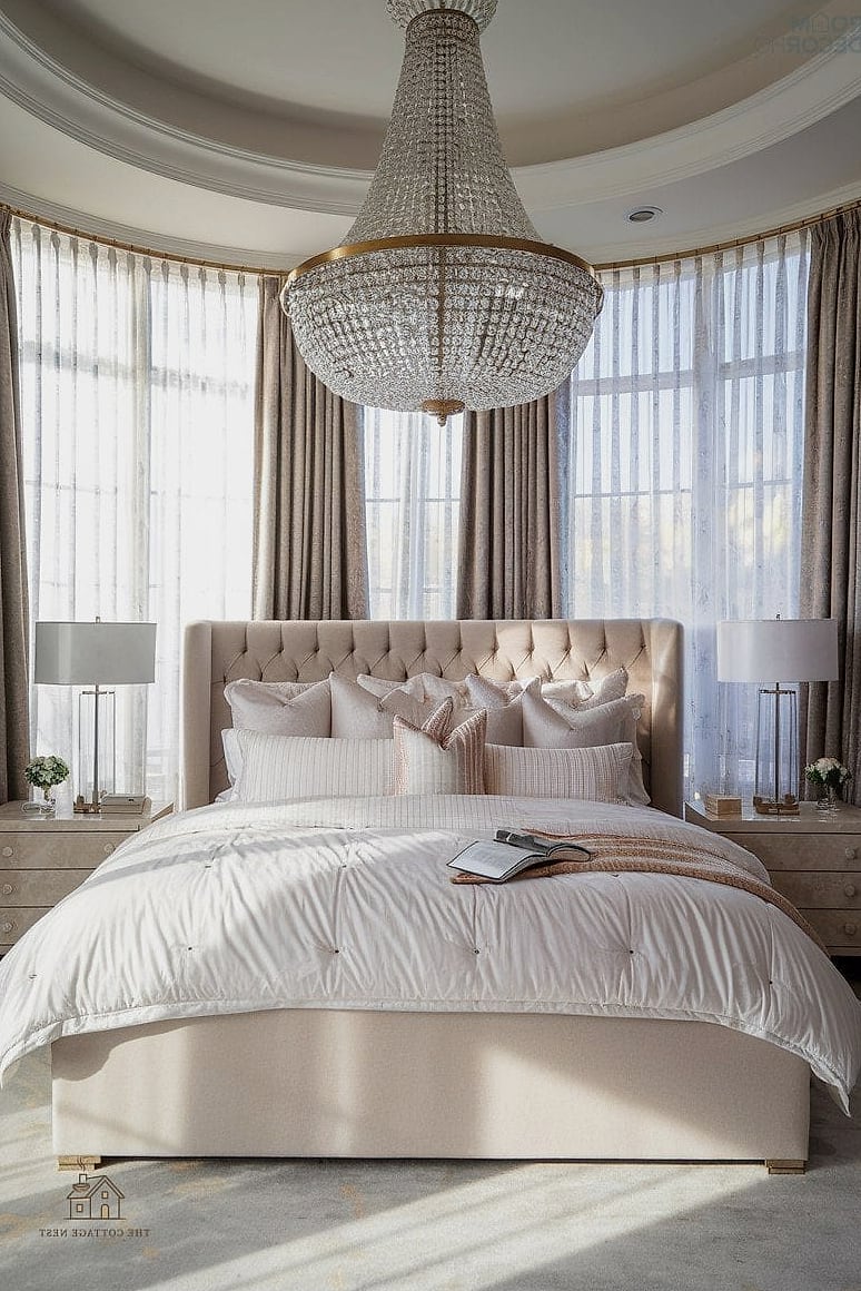 19 Creative Bedroom Chandelier Ideas That Will Inspire You 3 Oversized Statement Chandelier as the Room's Focal Point