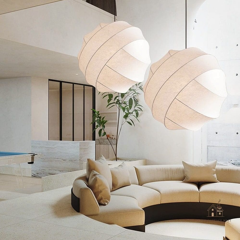 25 Chic Cream And White Bedroom for a Beautiful Home 19 Oversized White Pendant Light Over the Nightstand