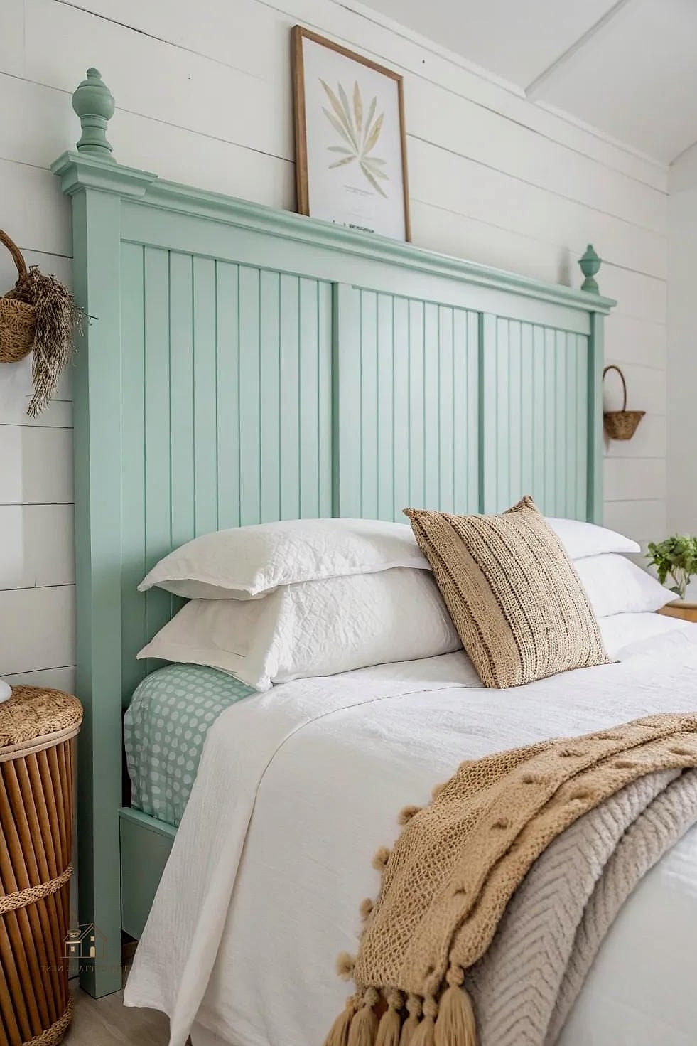 Painted Beadboard Headboard Wall