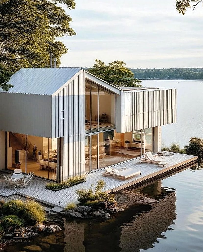35 Chic Lake House Bedroom for a Beautiful Home 29 Panoramic Water View Framing