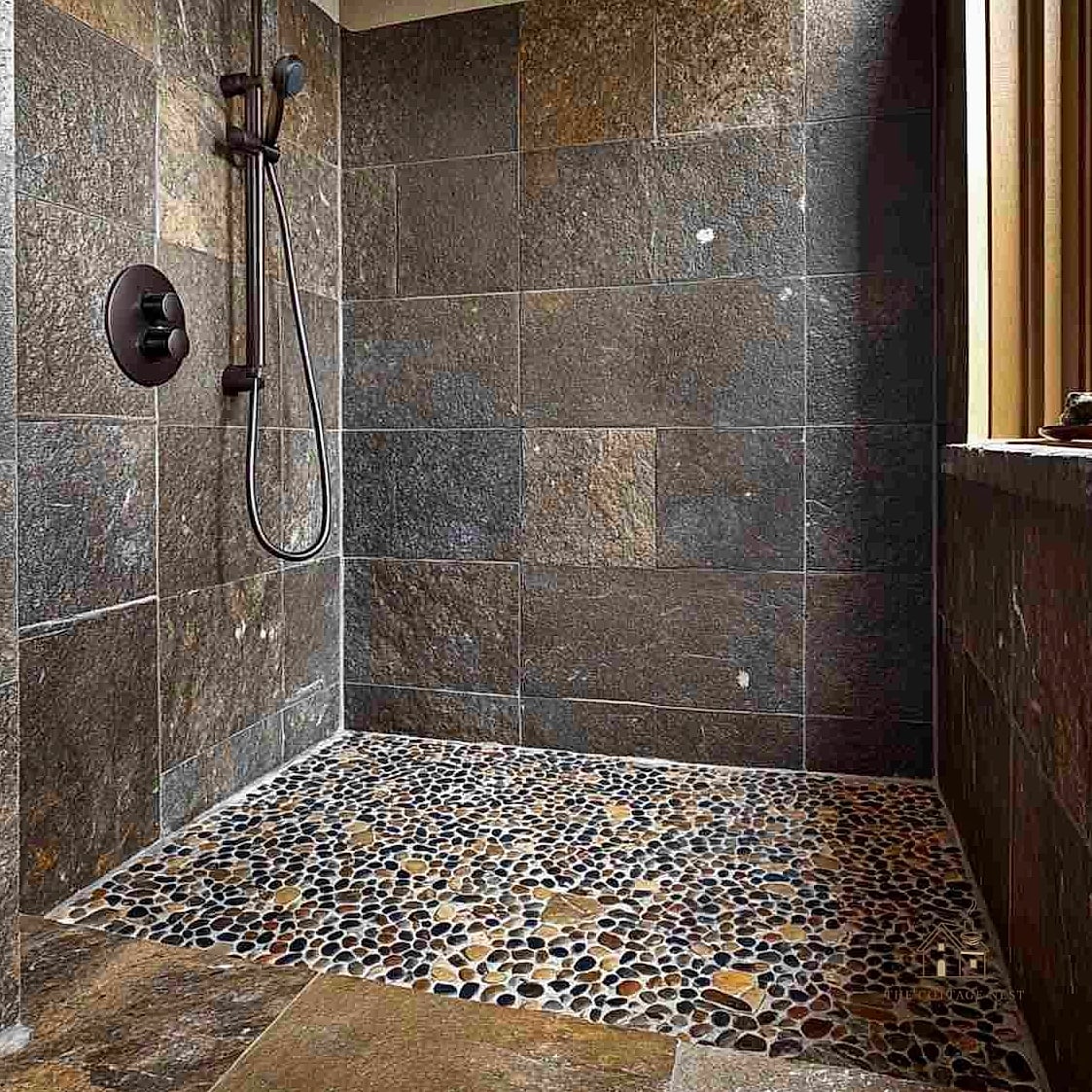 30 Amazing Small Walk In Shower Ideas No Doors on a Budget 6 Pebble Tile Shower Floor