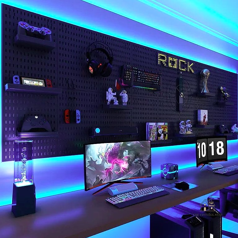 20 Amazing Gaming Bedroom Ideas on a Budget 4 Pegboard Wall for Controllers and Accessories