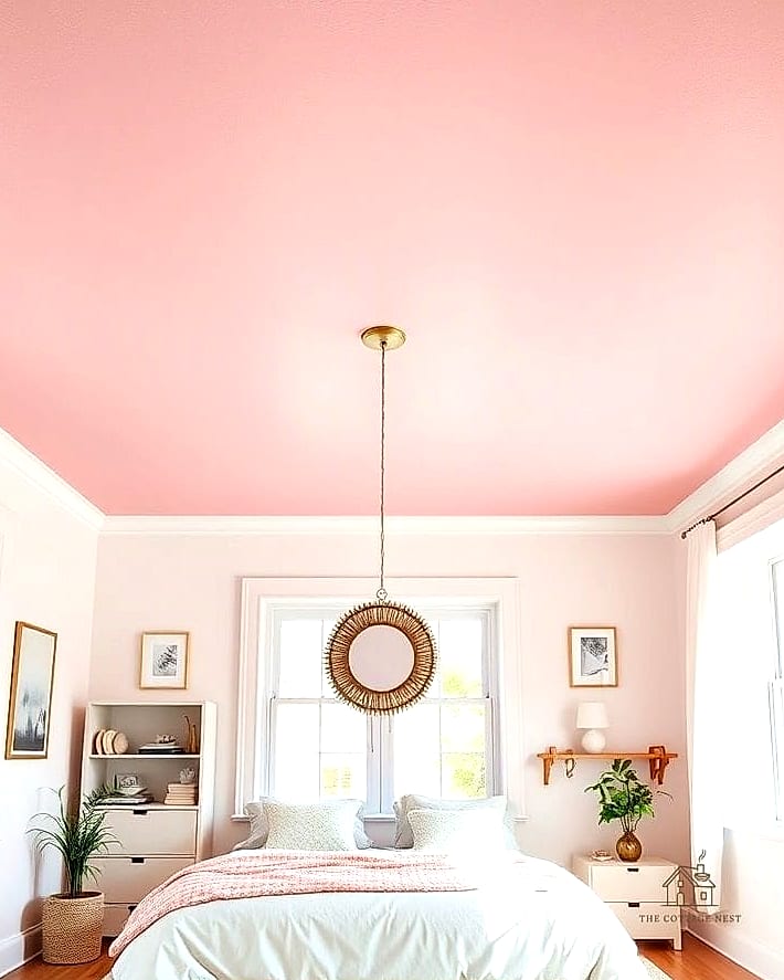 17 Clever Pink Bedroom Ideas for Every Style 10 Pink Ceiling for an Unexpected Twist