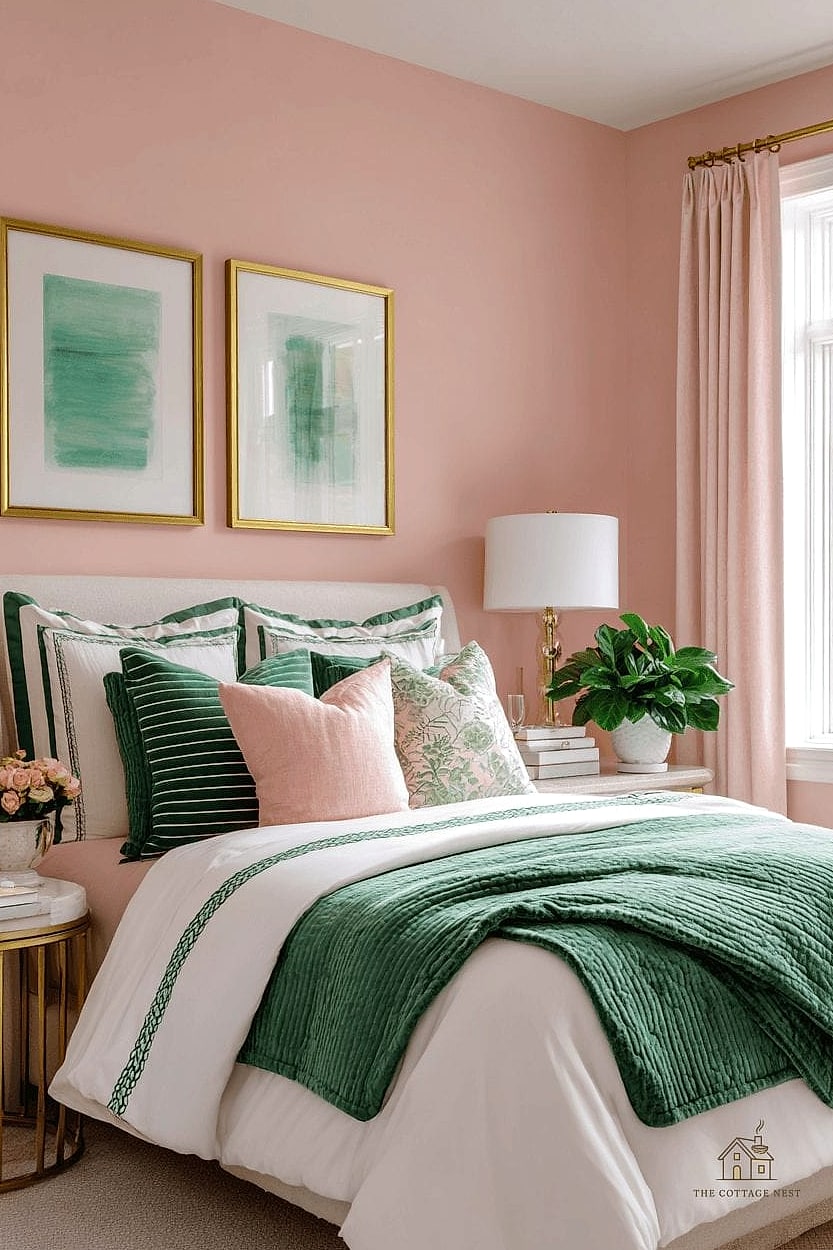 15 Stunning Preppy Bedroom Decor You'll Absolutely Love 10 Pink and Green Color Palette