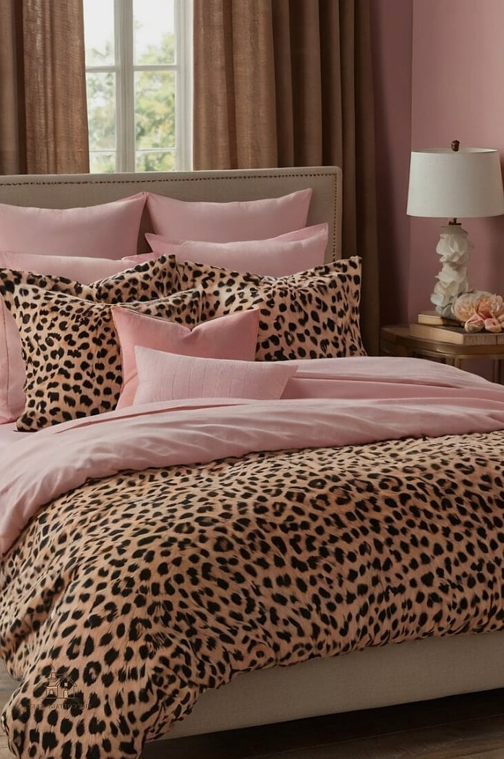 35 Stunning Pink And Cheetah Bedroom Ideas You'll Absolutely Love 3 Pink Velvet Bedding With Cheetah Throw Pillows