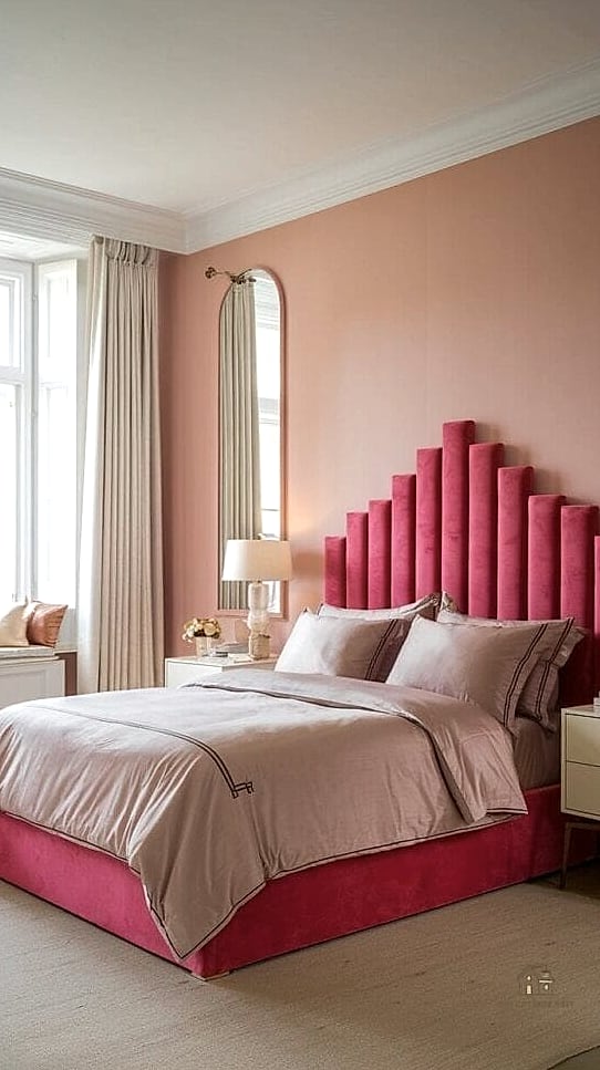 17 Clever Pink Bedroom Ideas for Every Style 4 Pink Velvet Headboard for Instant Glam