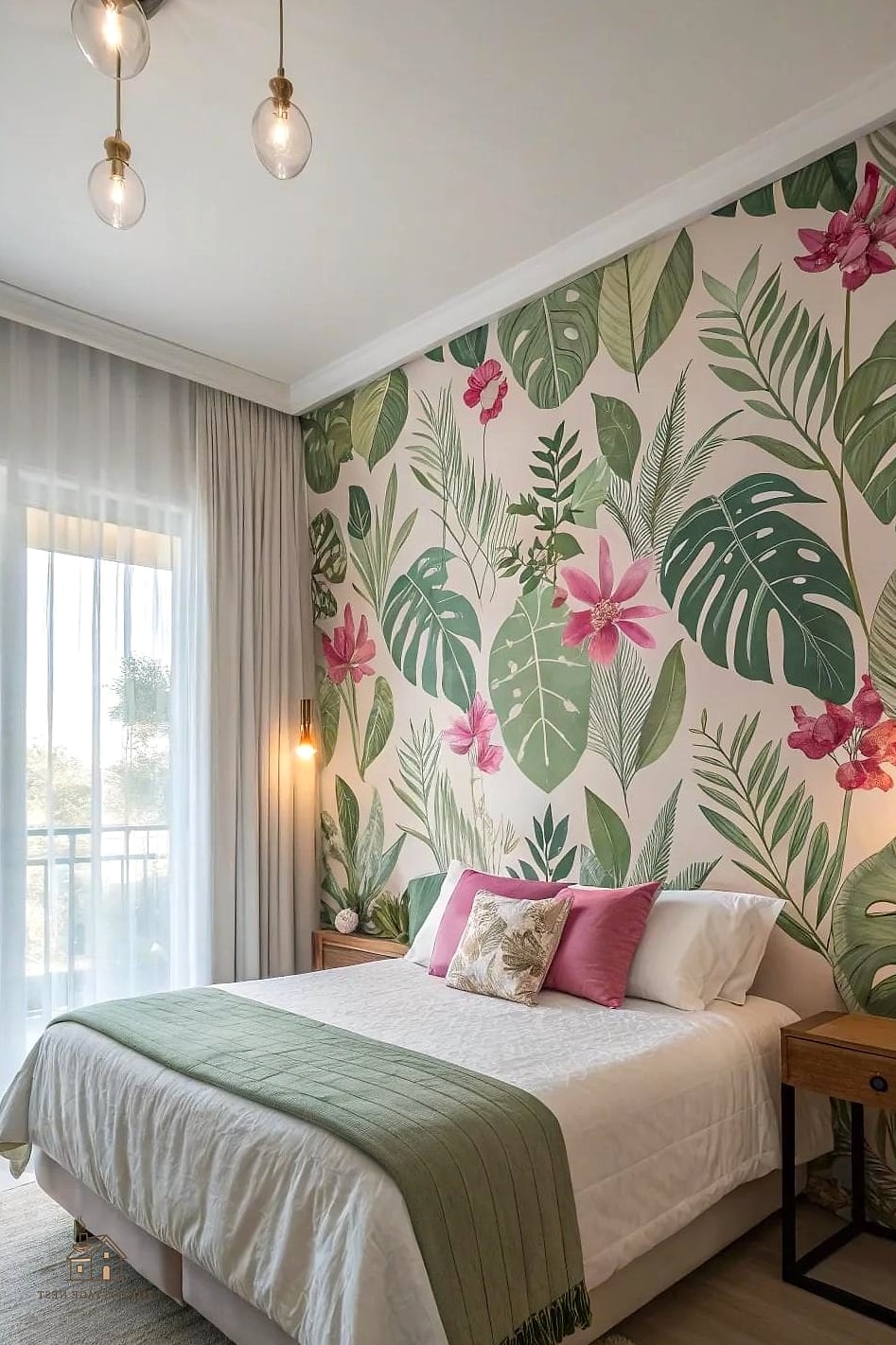 17 Clever Pink Bedroom Ideas for Every Style 8 Pink Wallpaper with a Botanical or Floral Print