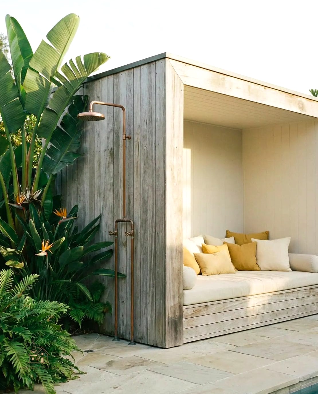 25 Stunning Outdoor Shower Ideas You'll Absolutely Love 19 Poolside Cabana Shower Combo