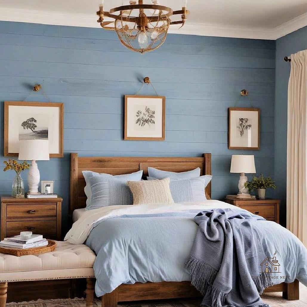 24 Beautiful Blue And Cream Bedroom Ideas to Transform Your Space 4 Powder Blue Shiplap Ceiling