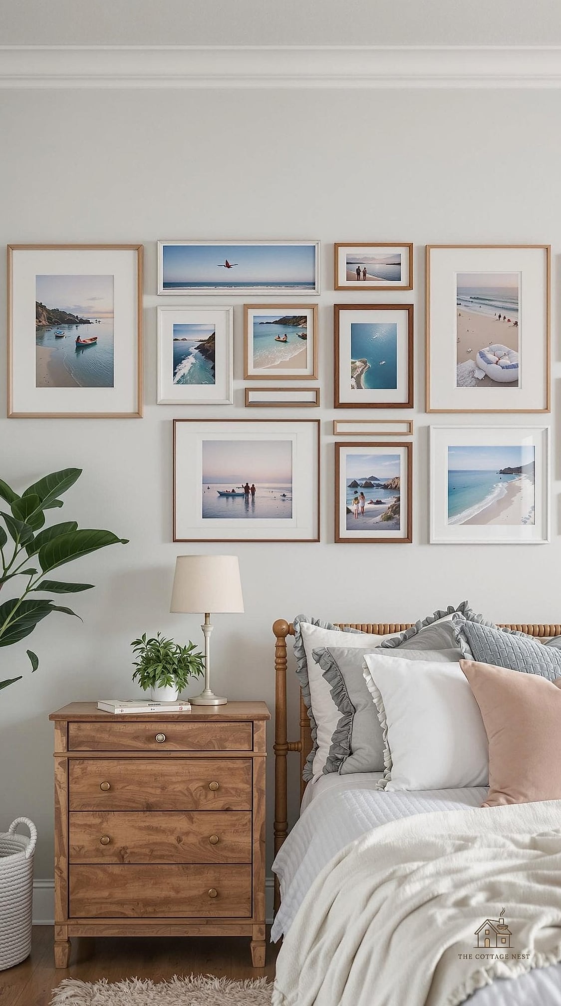 15 Stunning Preppy Bedroom Decor You'll Absolutely Love 9 Preppy Gallery Wall with Ribbon Frames
