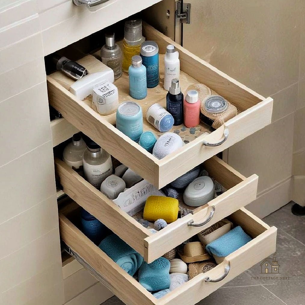20 Dreamy Shower Storage Ideas to Try This Season 15 Pull-Out Drawer Storage
