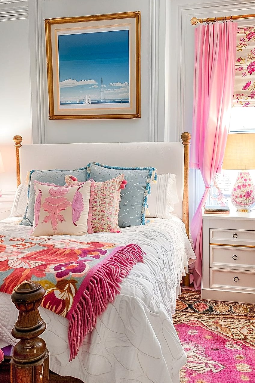 15 Stunning Preppy Bedroom Decor You'll Absolutely Love 5 Quilted Chintz Bedspread