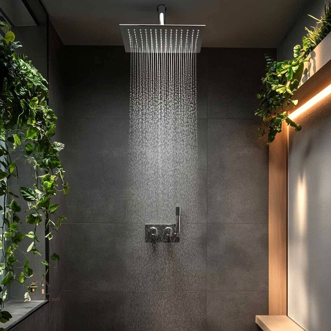 25 Brilliant Zero Entry Shower Ideas to Copy Right Now 13 Rainfall Showerhead Mounted from the Ceiling