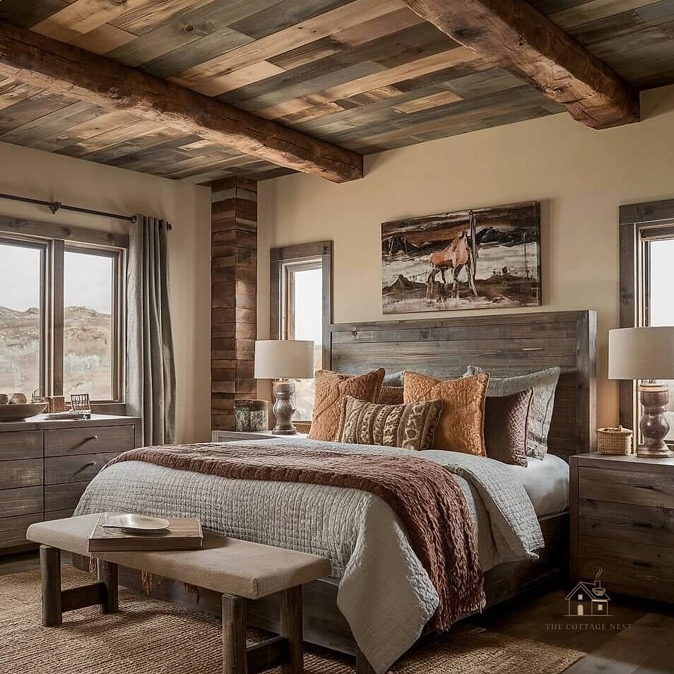 20 Dreamy Western Bedroom Ideas to Try This Season 3 A Reclaimed Wood Accent Wall