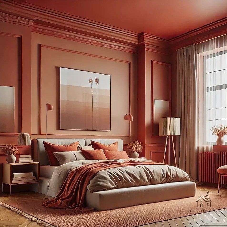 25 Stunning Color Drenching Bedroom You'll Absolutely Love 23 Rich Cognac and Wood