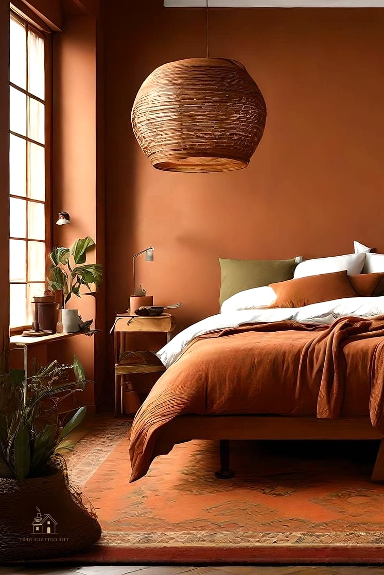 25 Stunning Color Drenching Bedroom You'll Absolutely Love 17 Rich Rust Orange