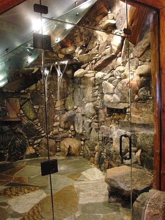 26 Gorgeous Stone Shower Ideas That Are Totally Doable 7 River Rock Shower Base