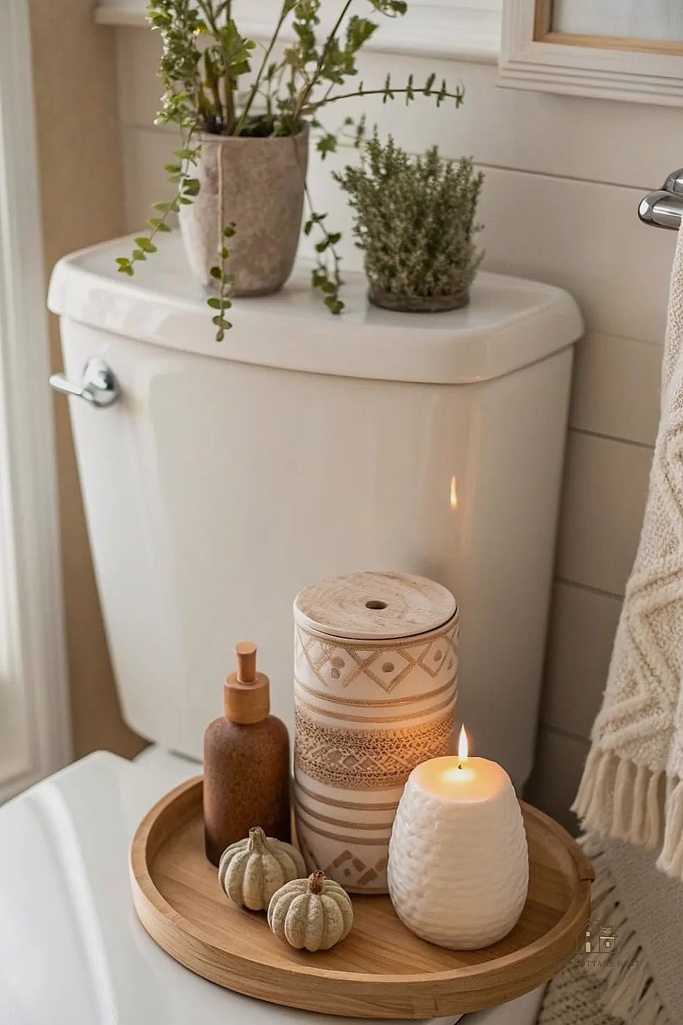 15 Stunning Toilet Tank Decor Ideas You'll Absolutely Love 4 Rotating Seasonal Greenery