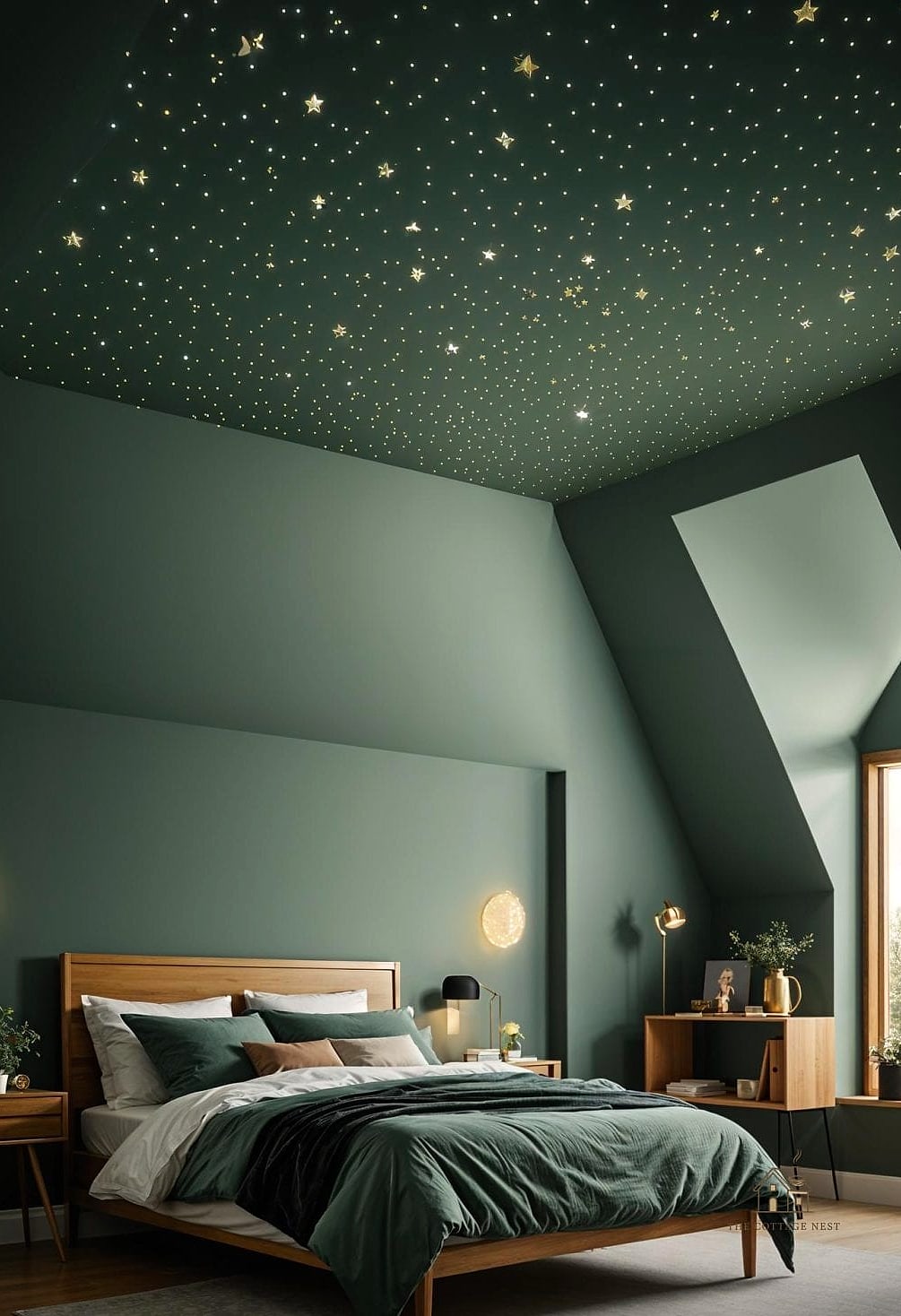 23 Dreamy Green Bedroom Ideas to Try This Season 9 Sage Green Ceiling With White Walls