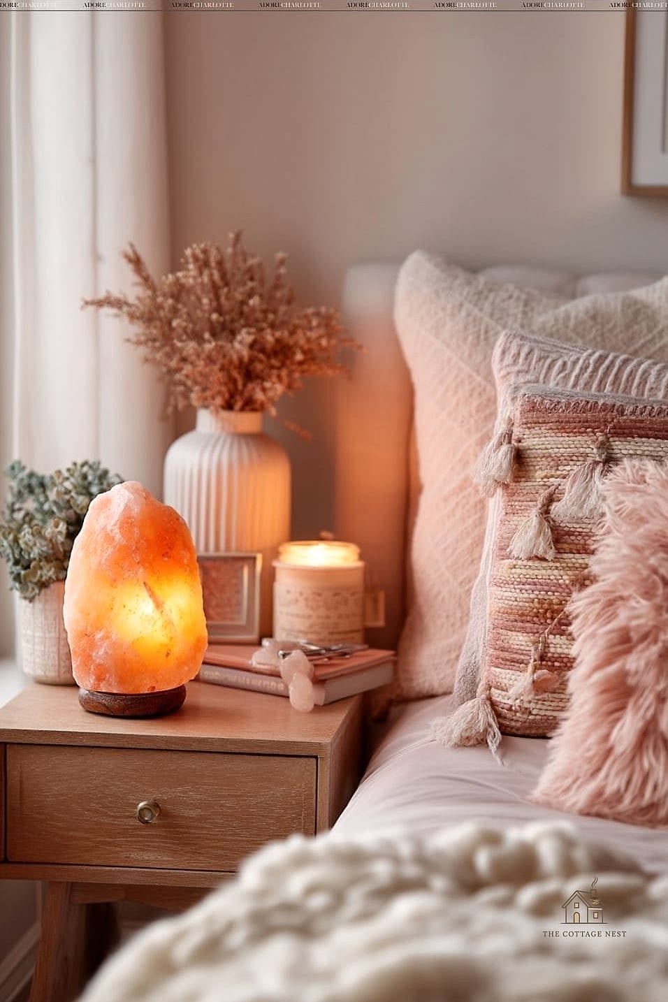 40 Dreamy Bedroom Lighting Ideas to Try This Season 35 Salt Lamp Accent Lighting
