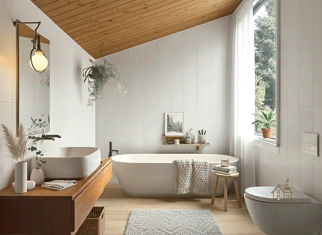 Scandinavian Minimalist Shower and Tub Setup