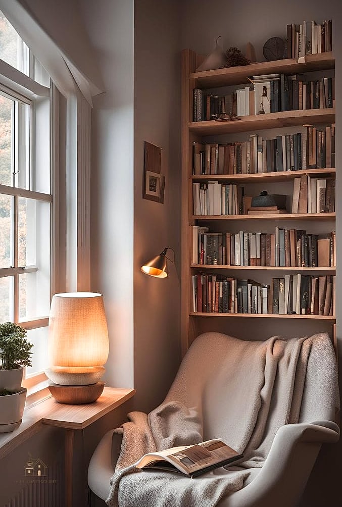 A Shared Reading Nook Between the Beds