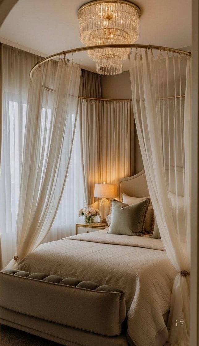 40 Dreamy Bedroom Lighting Ideas to Try This Season 40 Sheer Curtain-Diffused Natural Light