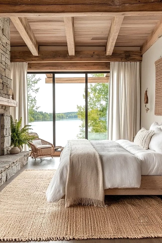 35 Chic Lake House Bedroom for a Beautiful Home 7 Sheer Linen Curtains