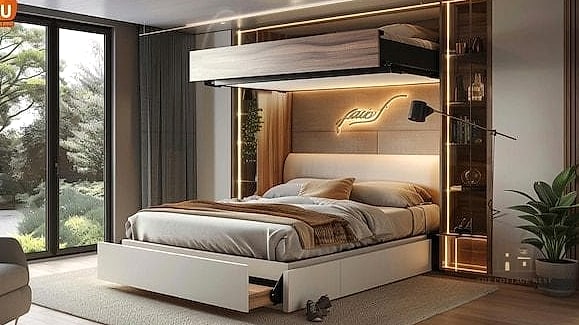 30 Amazing Shelf Over Bed Ideas on a Budget 25 Shelf with Integrated Cord Management
